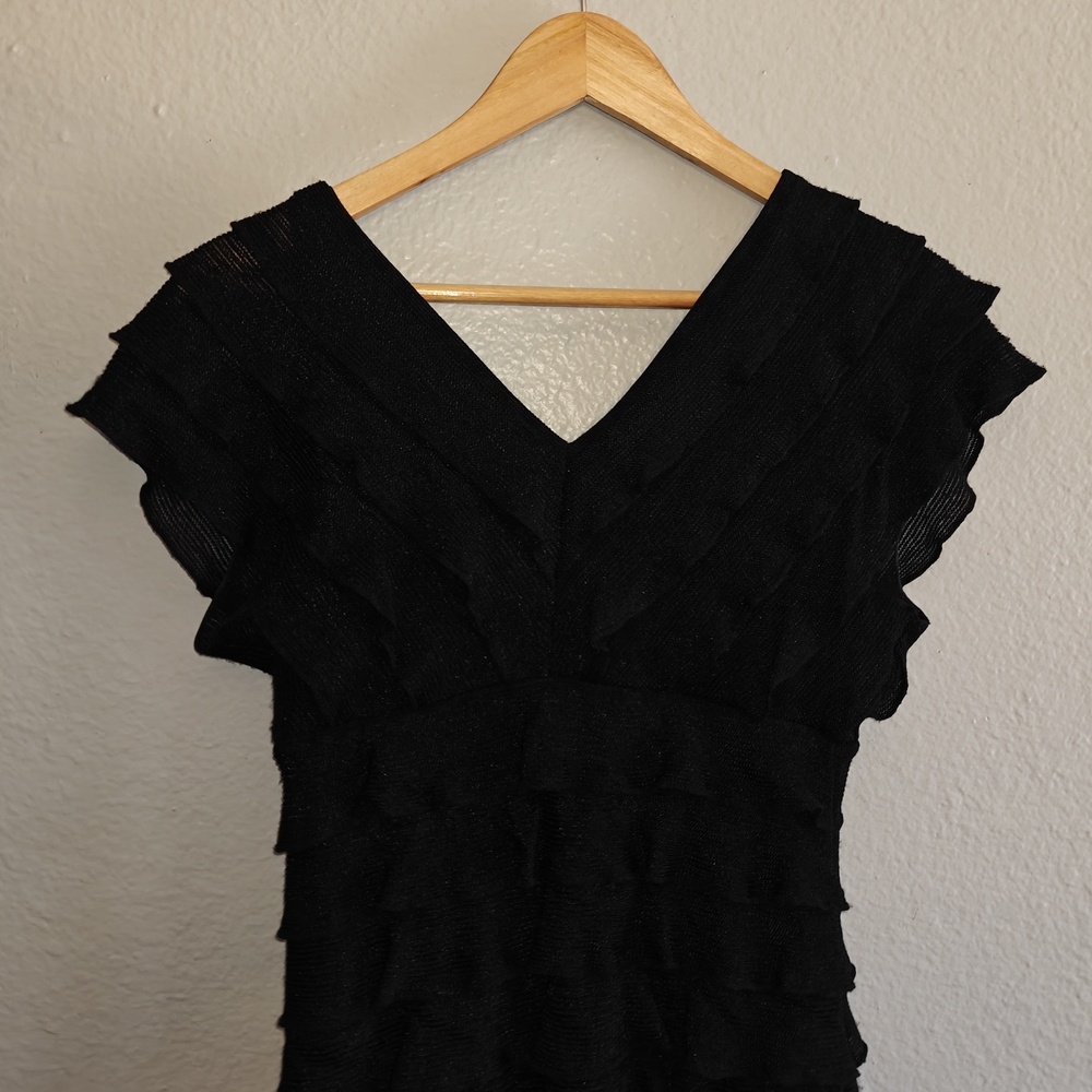 Studio M Black Ruffled Tiered Mini Dress Size M - Picture 7 of 9